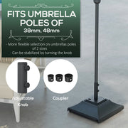 Black 60kg Garden Parasol Base With Wheels Fillable With Water Or Sand For Stability