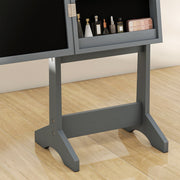Freestanding Jewellery Cabinet With LED Lights And Full Length Mirror Storage Grey