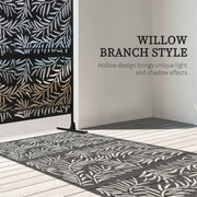 Black Metal Garden Privacy Screen with Stand 6.5ft Decorative Panel for Patio or Pool