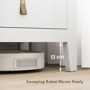 4 Drawer Chest of Drawers with PU Leather Handles and Smooth Metal Runners, White