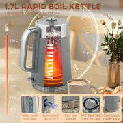 4 Slice Toaster and Rapid Boil Jug Kettle Set with Limescale Filter 3000W Tan