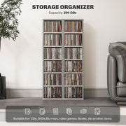 Set of Two CD Storage Units Holds 102 CDs, Space Saving Design, Cement Grey by HOMCOM