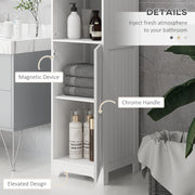 Tall Bathroom Cabinet with Open Shelves and Cupboard for Small Spaces White Homcom