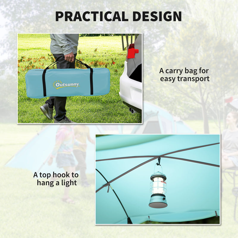 6 Person Family Camping Tent with Two Bedrooms and Living Area Waterproof Blue
