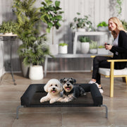 Raised Pet Bed for Medium Dogs or Cats with Cooling Mesh and Support Pillow Black AOSOM