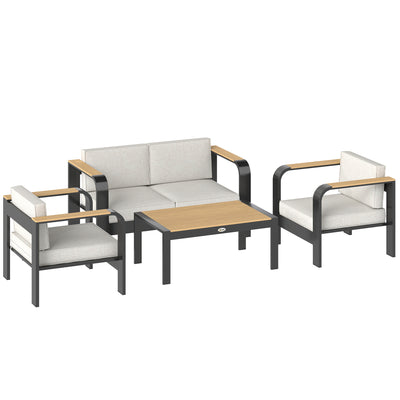 Modular Garden Sofa Set With Deep Cushions and Weatherproof Frames for Relaxing Outdoors Beige Outsunny