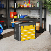 Yellow 4 Drawer Metal Toolbox Chest With Large Storage For Garage Or Workshop AOSOM