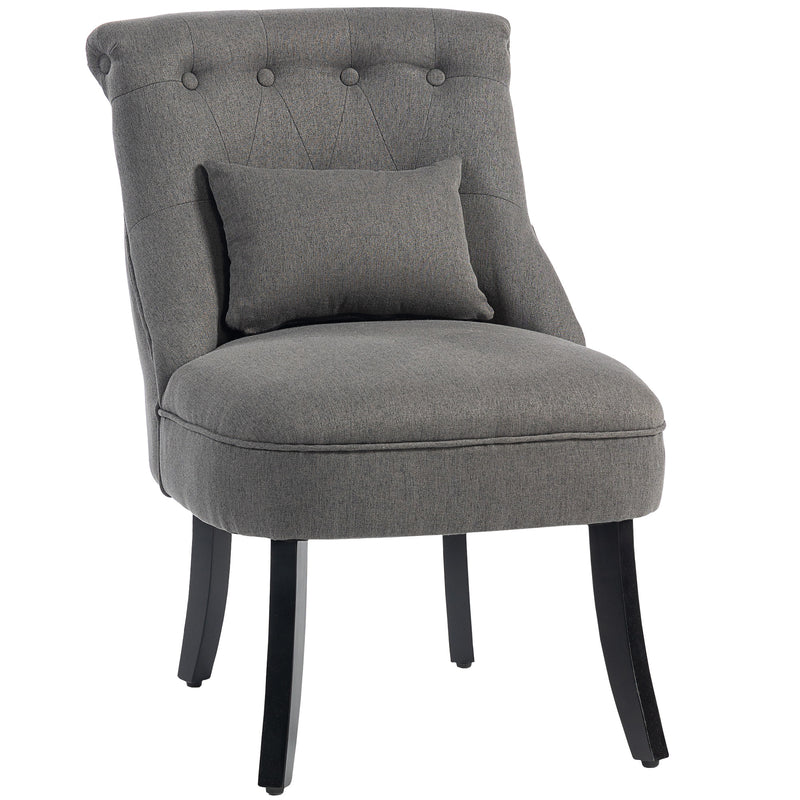 Charcoal Grey Upholstered Single Accent Chair with Cushion and Solid Wood Legs for Living Room