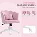 Pink Velvet Feel Petal Back Swivel Office Chair With Cushion and Adjustable Height by HOMCOM