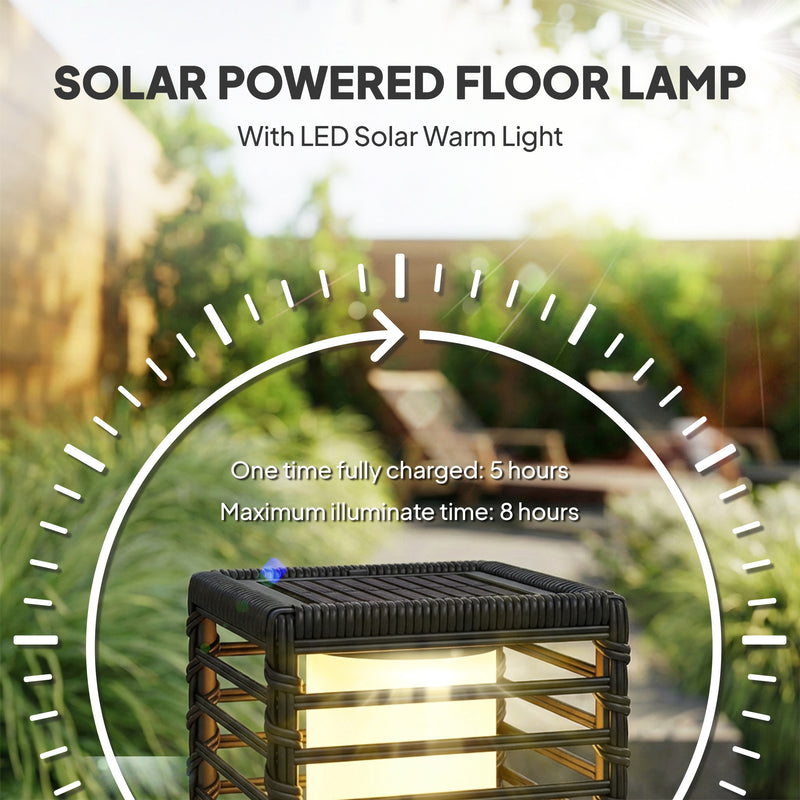Solar Rattan Outdoor Lamp for Easy Automatic Garden Lighting Warm Glow Black Outsunny