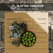 Garden Dining Table for 6 with Umbrella Hole and Slatted Metal Top Brown Outsunny