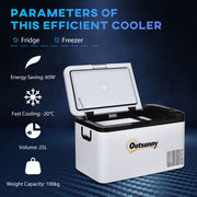 25L Portable Car Fridge Freezer With LED Light and Dual Power For Travel Campervan Grey AOSOM