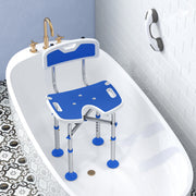 Adjustable Shower Stool With Padded Seat and Non Slip Feet for Safer Bathing White AOSOM