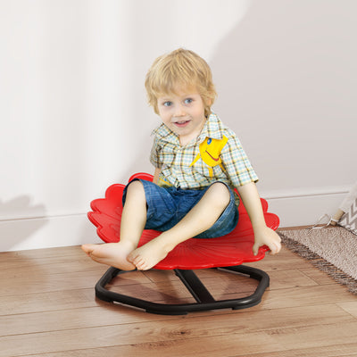 Flower Shaped Sensory Spinning Chair with Non Slip Base for Balance and Coordination Red AOSOM