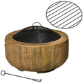 Garden Fire Pit with Spark Guard and Handles for Safe Outdoor Heating Light Brown AOSOM