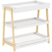 Baby changing table with storage shelves by Aiyaplay in white and natural wood