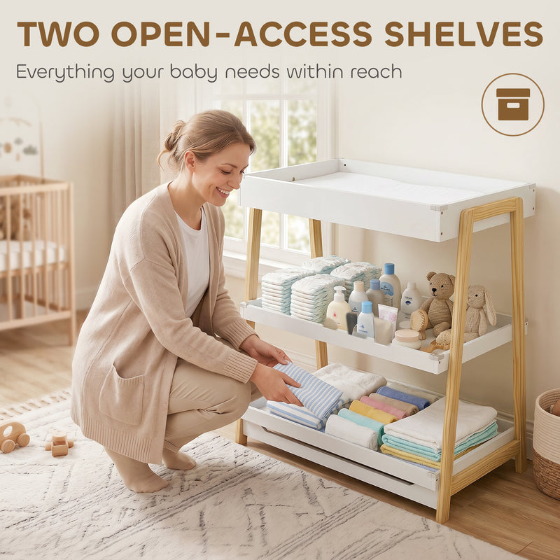 Baby changing table shown in nursery room setting