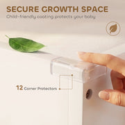Baby changing table lower shelf storage detail