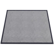 Dark grey baby play mat with black bound edges on a white background
