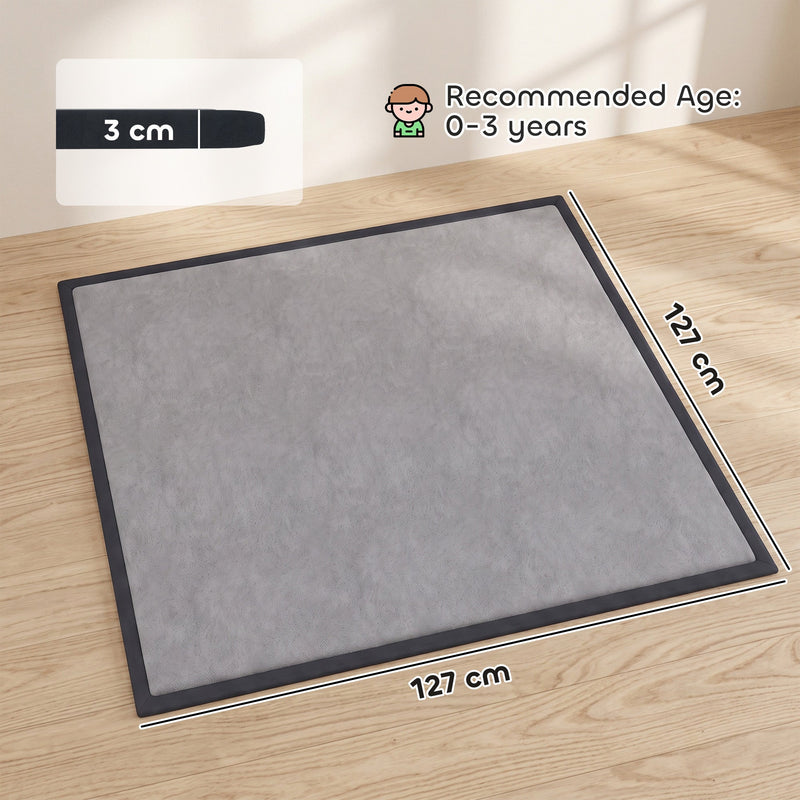 Baby play mat dimensions diagram showing 127 x 127 cm with 3 cm thickness