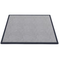 Dark grey baby play mat with black bound edges on a white background