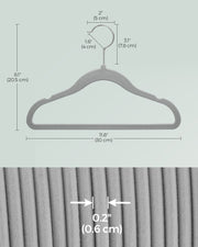 Labelled dimensions diagram of a single hanger: 11.8in/30cm wide, 8.1in/20.5cm tall, hook 3.1in/7.8cm, and 0.2in/0.6cm hanger thickness