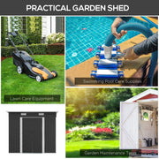 Storage uses for the 7x4ft shed: lawn care equipment, swimming pool care supplies and garden maintenance tools