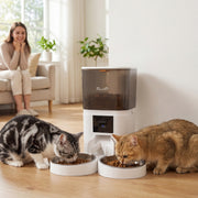 Automatic Cat Feeder for Two Cats with App Control and Camera for Scheduled Feeding White AOSOM