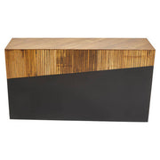 Front studio view of the 140cm bamboo console table with its ebony black base