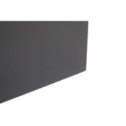 Close-up of the ebony black base finish where it meets the natural bamboo top