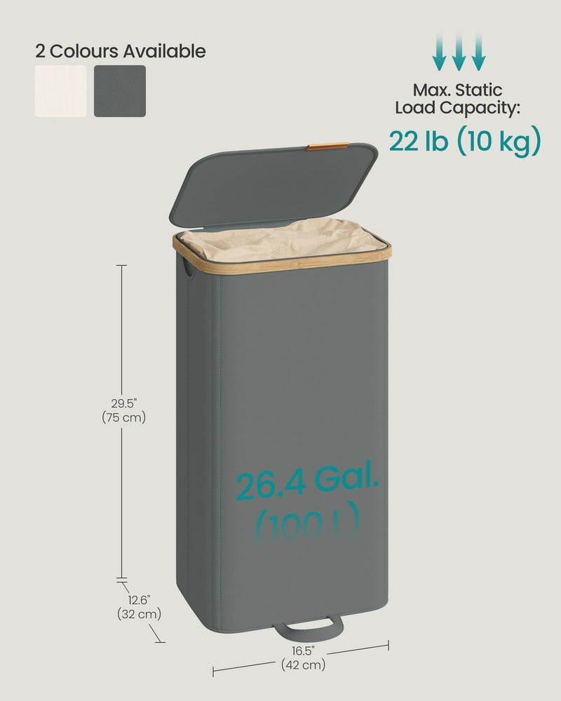 Dimension diagram labelling 42 x 32 x 75 cm, 10 kg maximum static load and 2 colour options