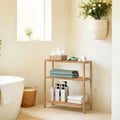 Songmics 3-tier bamboo storage shelf, natural bamboo finish