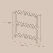 Dimensions diagram of Songmics bamboo storage shelf, 60 x 26 x 66 cm
