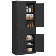 Freestanding Kitchen Storage Cabinet With Drawers And Shelves For Home Organisation Black