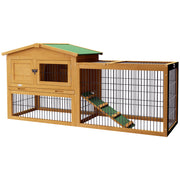 Wooden Rabbit Hutch With Spacious Outdoor Run Ideal For Gardens Or Patios Yellow