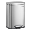 Songmics 5 L steel pedal bin with the lid closed and a foot pedal at the front, on a plain white background