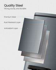 Cutaway of the bin wall showing the premium steel, rust-resistant and antioxidant layers