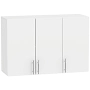 HOMCOM white 3-door bathroom wall cabinet with closed doors, studio shot