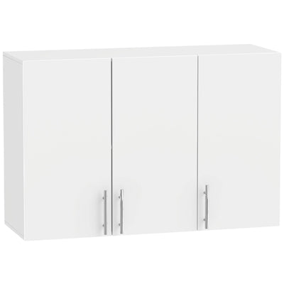 HOMCOM white 3-door bathroom wall cabinet with closed doors, studio shot