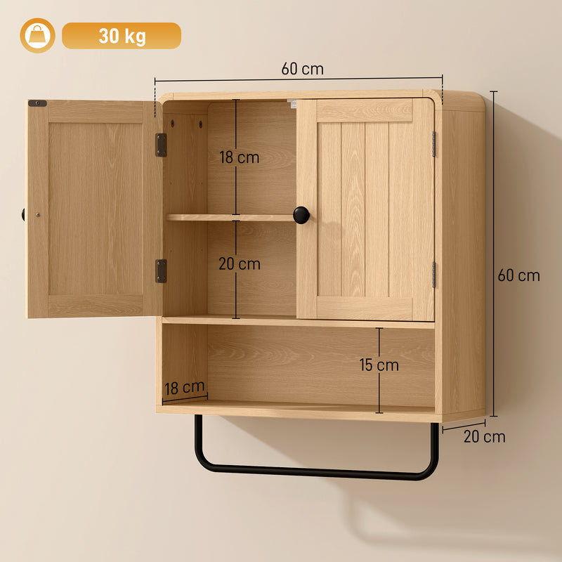 Cabinet doors open showing the adjustable internal shelf