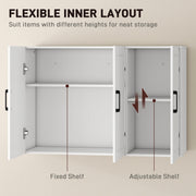 White wall cabinet mounted above a bathroom sink