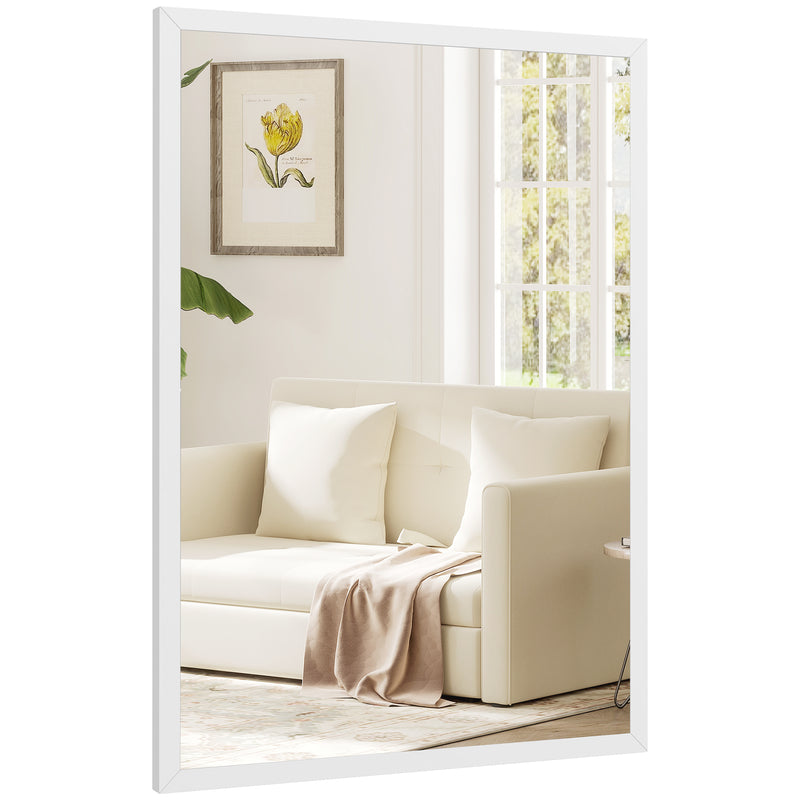 Hallway Wall Mirror for a Brighter Space with Easy Vertical or Horizontal Hanging White