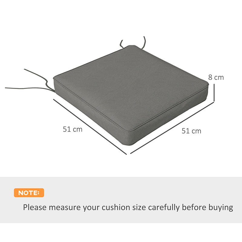 Charcoal Grey 4 Piece Seat Cushion Set With Ties For Garden Chairs Or Indoor Use