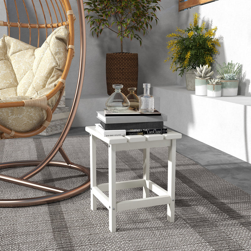 Outsunny Square Coffee Table, HDPE Tabletop and Frame for Porch, Garden, Side Table, 38 x 38 x 46 cm, White AOSOM