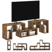 Rustic Brown TV Stand for TVs up to 75 Inches with Storage Shelves Extendable Design by HOMCOM