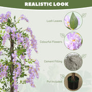 Tall Purple Artificial Wisteria Plant With 756 Leaves And Pot For Indoor Home Decor