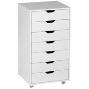 Mobile 7 Drawer Office Filing Cabinet With Smooth Rolling Wheels For Storage, White