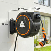 Automatic Garden Hose Reel for Tangle-Free Watering with 23m Retractable Hose Orange Outsunny