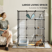 Large 4 Tier DIY Cat Cage with Hammock Ramps and 5 Doors for Indoor Use by PawHut