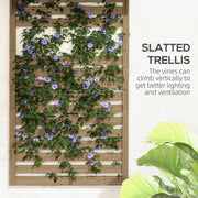 Set of 2 Wall Mounted Fir Wood Plant Stands With Trellis Shelves For Balcony Or Patio